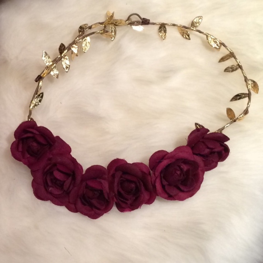 Burgundy Floral Headband